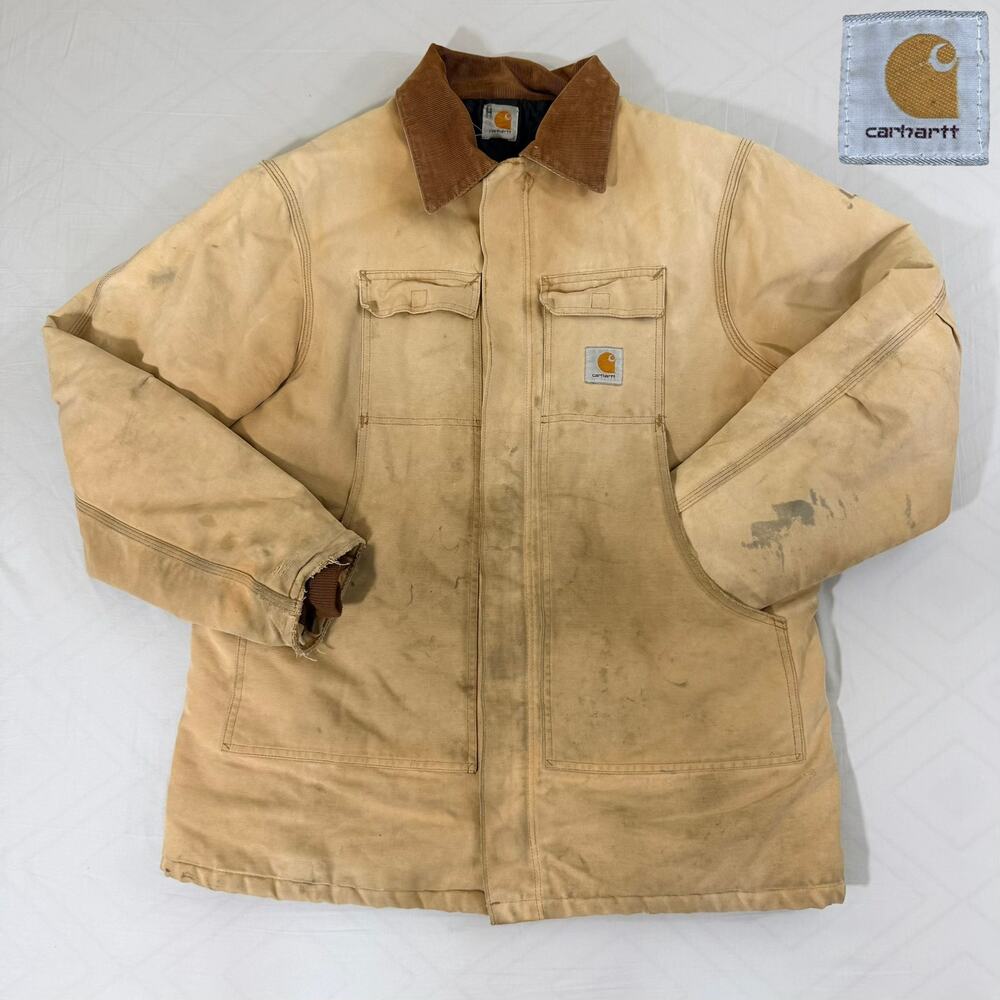 Vintage Carhartt C03 BRN Duck Traditional Coat 48 Distressed Workwear USA